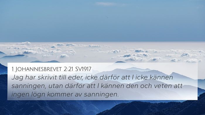 1 Johannesbrevet 2:21 SV1917 Bible Verse Image