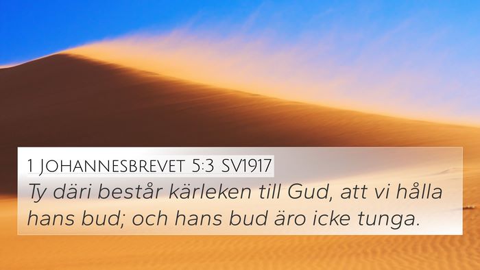 1 Johannesbrevet 5:3 SV1917 Bible Verse Image