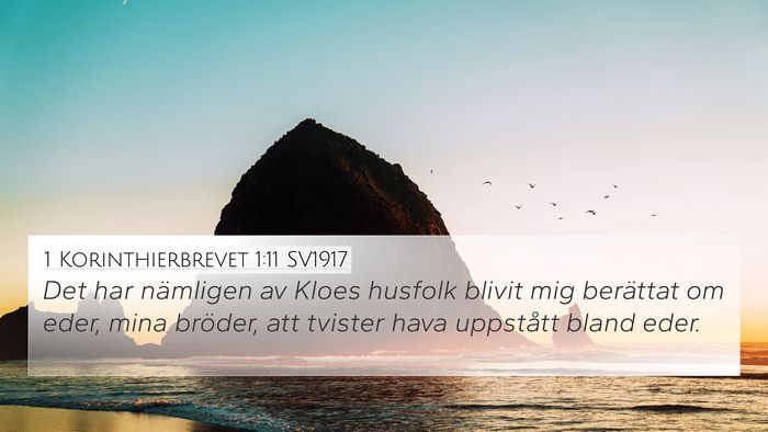 1 Korinthierbrevet 1:11 SV1917 Bible Verse Image