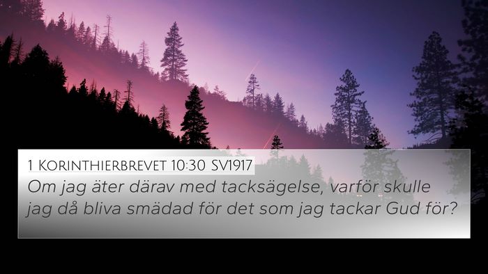 1 Korinthierbrevet 10:30 SV1917 Bible Verse Image