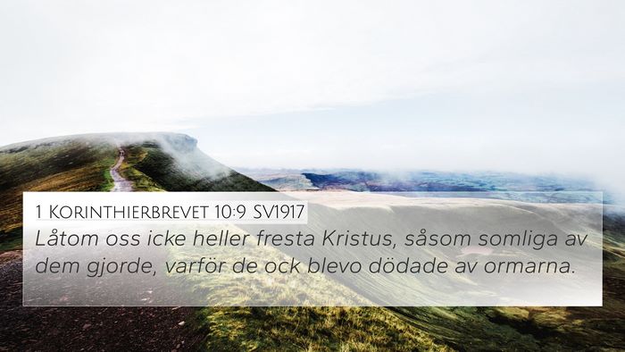 1 Korinthierbrevet 10:9 SV1917 Bible Verse Image