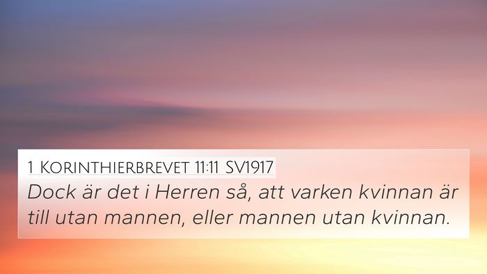 1 Korinthierbrevet 11:11 SV1917 Bible Verse Image