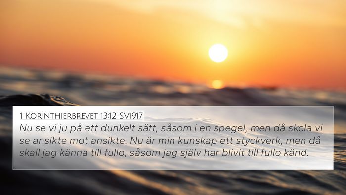 1 Korinthierbrevet 13:12 SV1917 Bible Verse Image