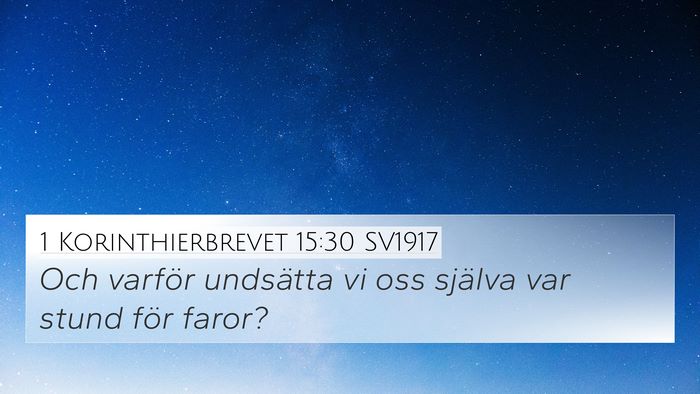 1 Korinthierbrevet 15:30 SV1917 Bible Verse Image