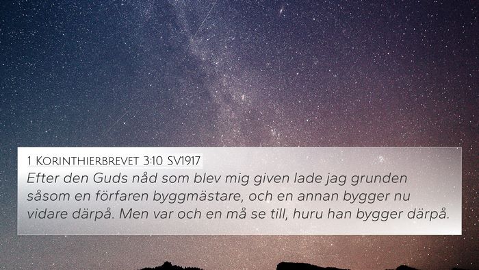 1 Korinthierbrevet 3:10 SV1917 Bible Verse Image