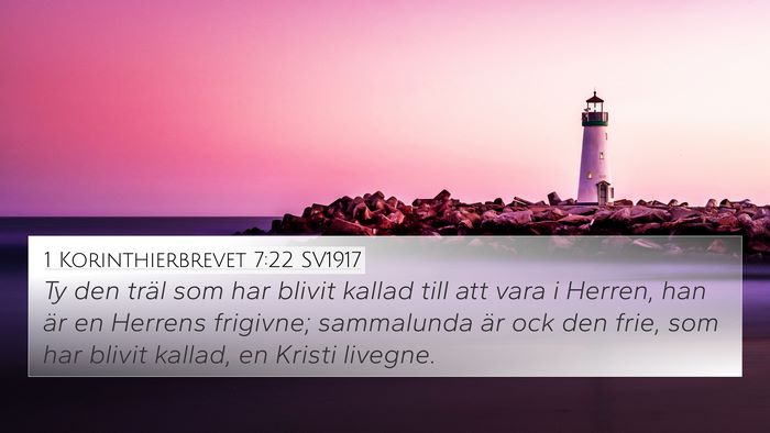 1 Korinthierbrevet 7:22 SV1917 Bible Verse Image