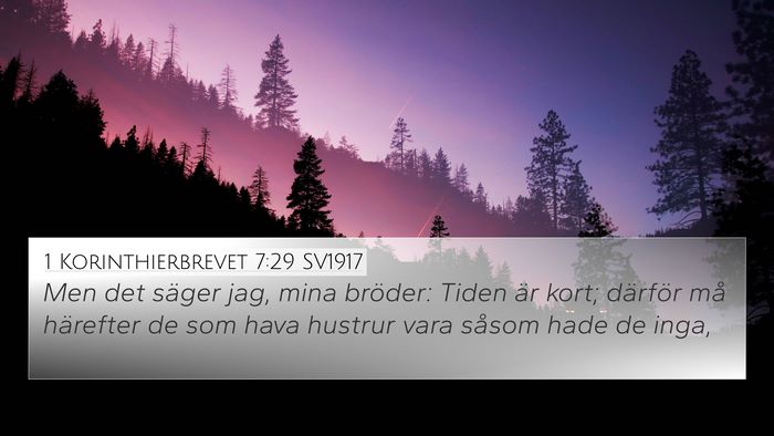 1 Korinthierbrevet 7:29 SV1917 Bible Verse Image