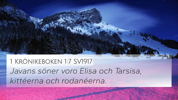 1 Krönikeboken 1:7 SV1917 Bible Verse Image