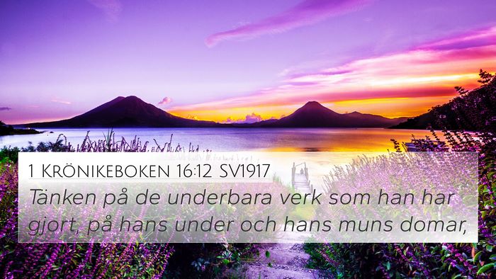 1 Krönikeboken 16:12 SV1917 Bible Verse Image