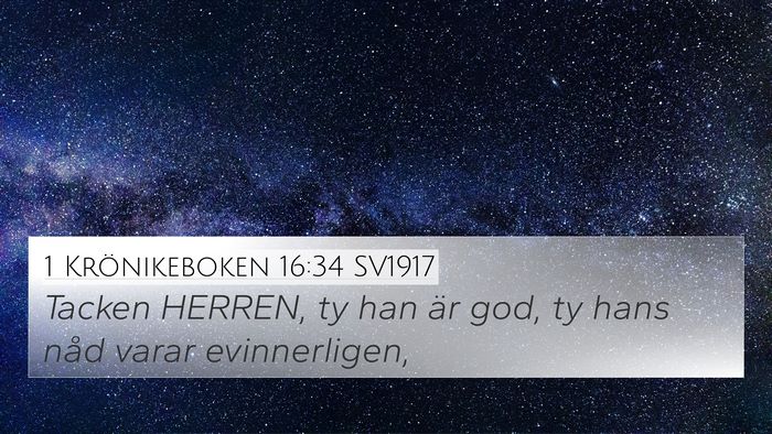 1 Krönikeboken 16:34 SV1917 Bible Verse Image