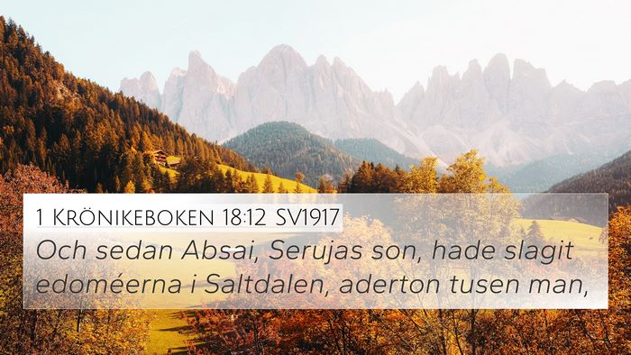 1 Krönikeboken 18:12 SV1917 Bible Verse Image