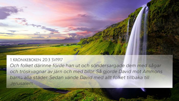 1 Krönikeboken 20:3 SV1917 4K Wallpaper - Och folket därinne förde han ut och - 4K Wallpaper Bible Verse