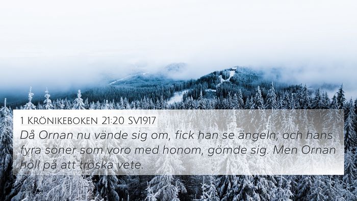 1 Krönikeboken 21:20 SV1917 Bible Verse Image