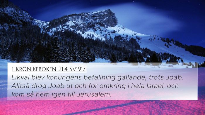 1 Krönikeboken 21:4 SV1917 Bible Verse Image