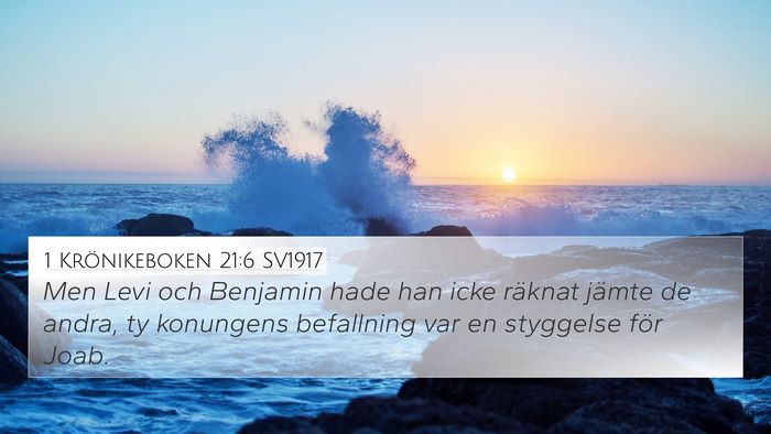 1 Krönikeboken 21:6 SV1917 4K Wallpaper - Men Levi och Benjamin hade han icke räknat - 4K Wallpaper Bible Verse