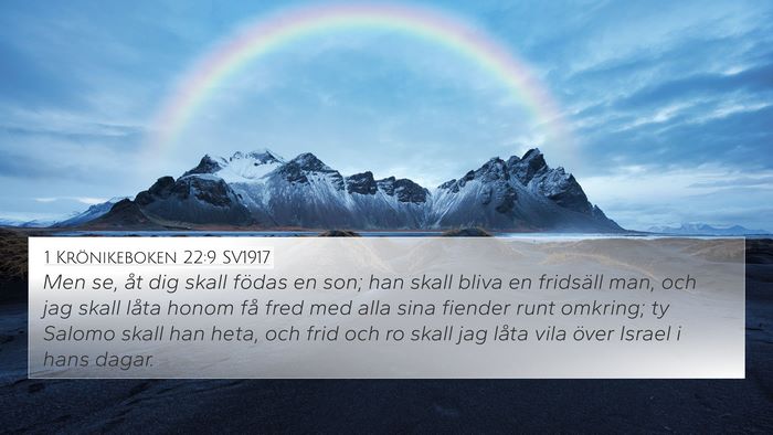 1 Krönikeboken 22:9 SV1917 Bible Verse Image