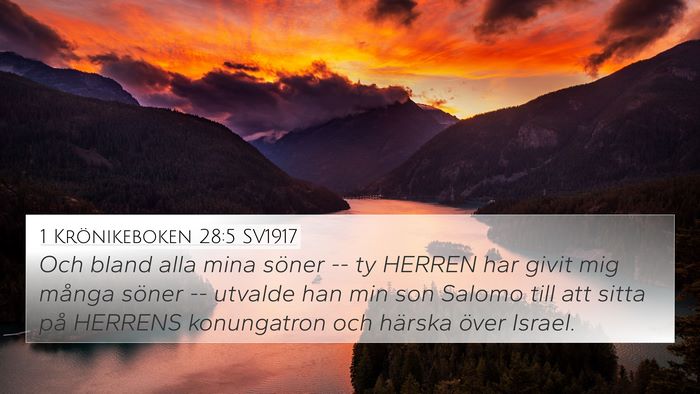 1 Krönikeboken 28:5 SV1917 Bible Verse Image