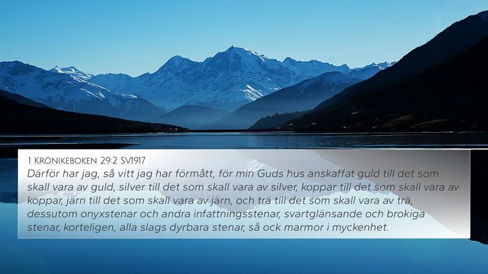 1 Krönikeboken 29:2 SV1917 Bible Verse Image