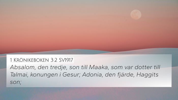 1 Krönikeboken 3:2 SV1917 4K Wallpaper - Absalom, den tredje, son till Maaka, som var - 4K Wallpaper Bible Verse