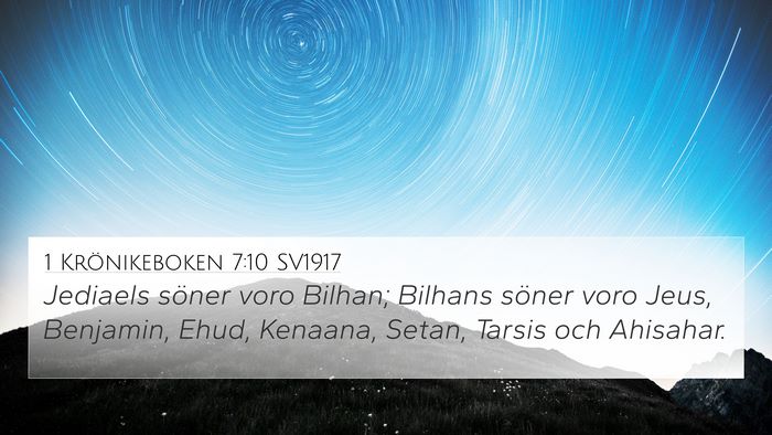 1 Krönikeboken 7:10 SV1917 Bible Verse Image