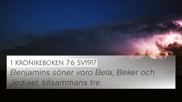 1 Krönikeboken 7:6 SV1917 Bible Verse Image