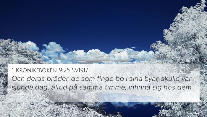 1 Krönikeboken 9:25 SV1917 Bible Verse Image