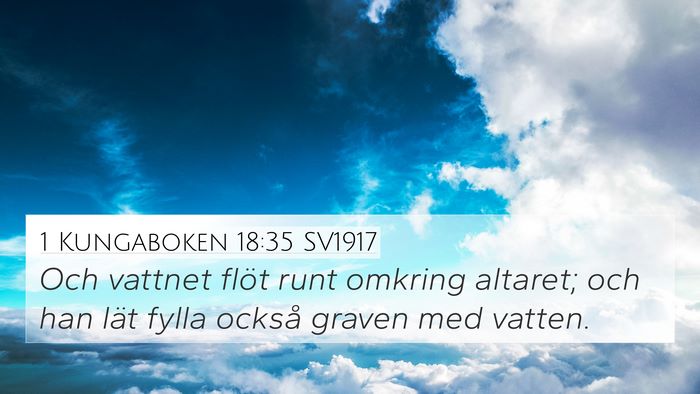 1 Kungaboken 18:35 SV1917 4K Wallpaper - Och vattnet flöt runt omkring altaret; och han - 4K Wallpaper Bible Verse