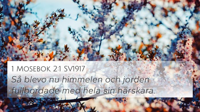 1 Mosebok 2:1 SV1917 4K Wallpaper - Så blevo nu himmelen och jorden fullbordade med - 4K Wallpaper Bible Verse