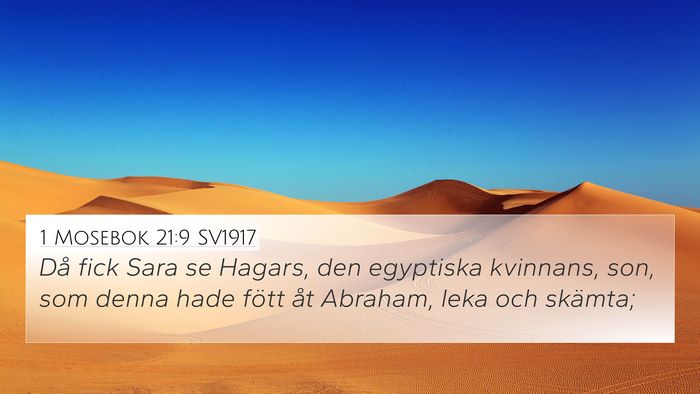 1 Mosebok 21:9 SV1917 Bible Verse Image