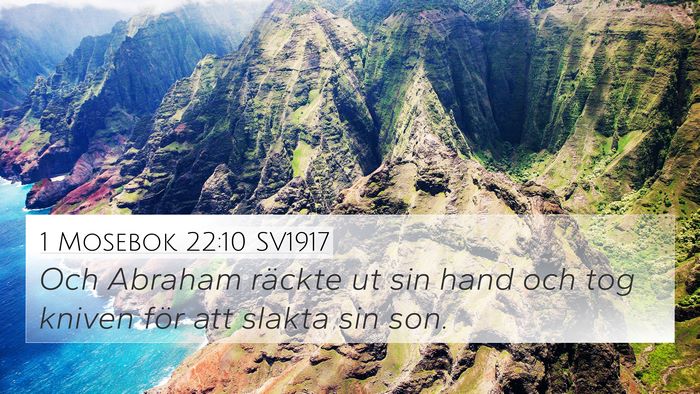 1 Mosebok 22:10 SV1917 4K Wallpaper - Och Abraham räckte ut sin hand och tog kniven - 4K Wallpaper Bible Verse