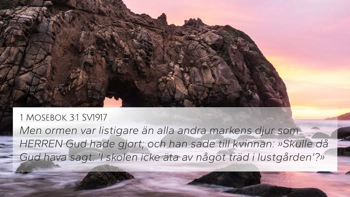 1 Mosebok 3:1 SV1917 4K Wallpaper - Men ormen var listigare än alla andra markens - 4K Wallpaper Bible Verse