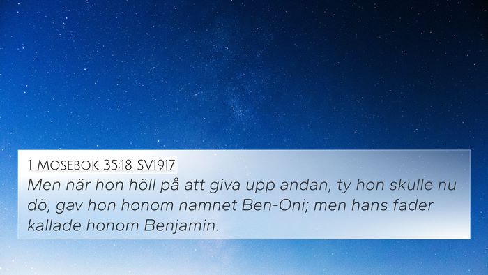 1 Mosebok 35:18 SV1917 Bible Verse Image
