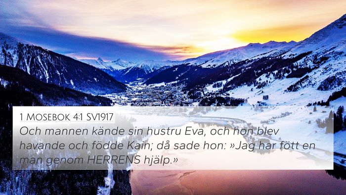 1 Mosebok 4:1 SV1917 4K Wallpaper - Och mannen kände sin hustru Eva, och hon blev - 4K Wallpaper Bible Verse
