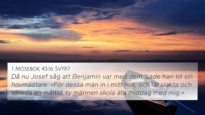 1 Mosebok 43:16 SV1917 Bible Verse Image