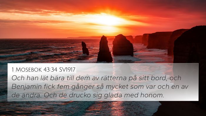 1 Mosebok 43:34 SV1917 Bible Verse Image