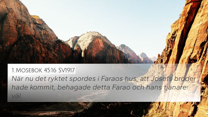 1 Mosebok 45:16 SV1917 Bible Verse Image