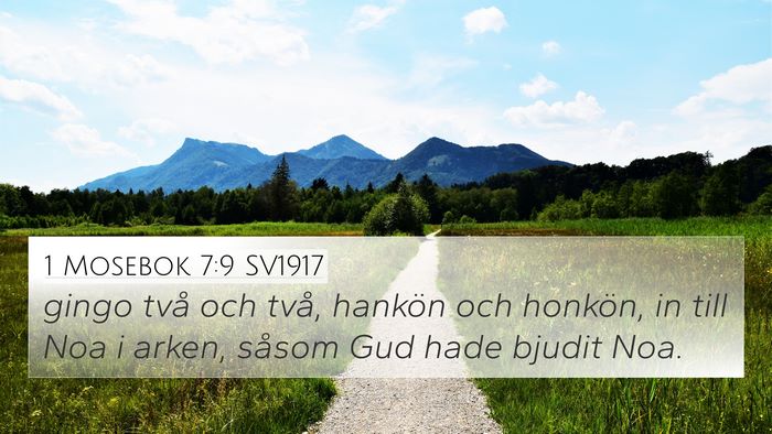 1 Mosebok 7:9 SV1917 4K Wallpaper - gingo två och två, hankön och honkön, in till - 4K Wallpaper Bible Verse
