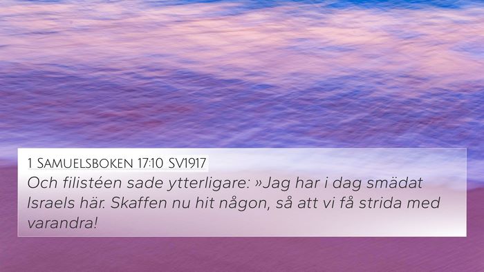 1 Samuelsboken 17:10 SV1917 Bible Verse Image