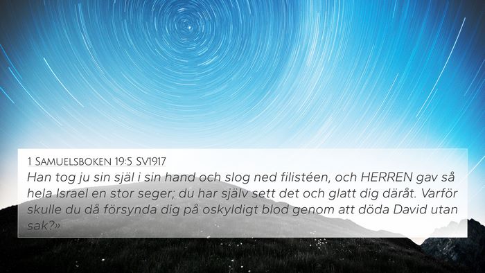 1 Samuelsboken 19:5 SV1917 Bible Verse Image