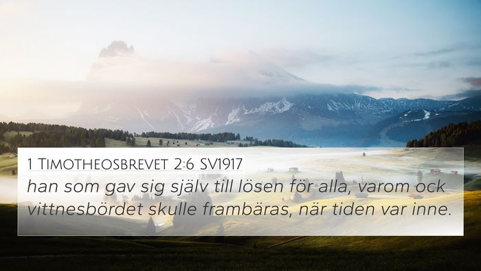 1 Timotheosbrevet 2:6 SV1917 Bible Verse Image