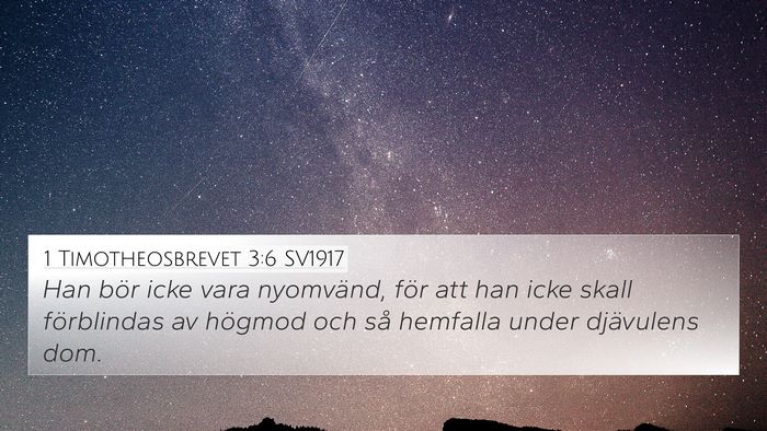1 Timotheosbrevet 3:6 SV1917 Bible Verse Image