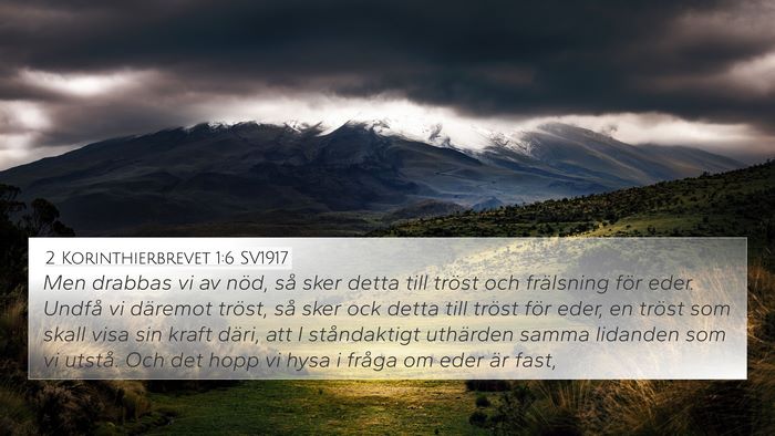 2 Korinthierbrevet 1:6 SV1917 Bible Verse Image