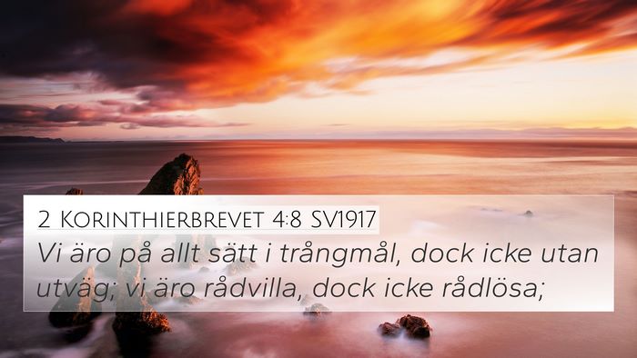 2 Korinthierbrevet 4:8 SV1917 Bible Verse Image