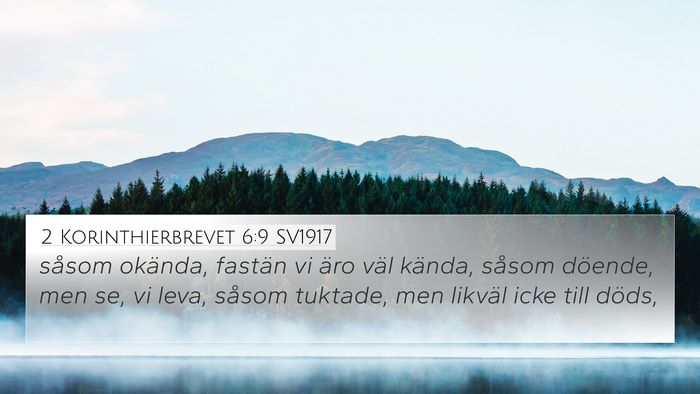 2 Korinthierbrevet 6:9 SV1917 Bible Verse Image
