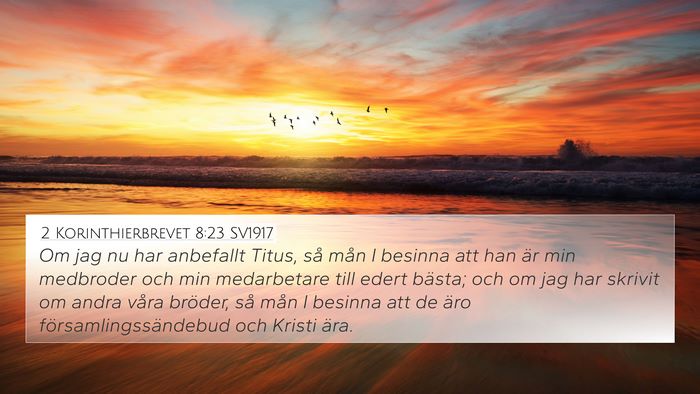 2 Korinthierbrevet 8:23 SV1917 Bible Verse Image
