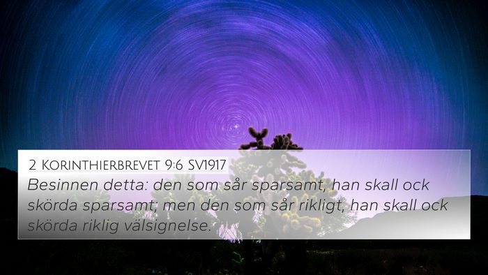 2 Korinthierbrevet 9:6 SV1917 Bible Verse Image