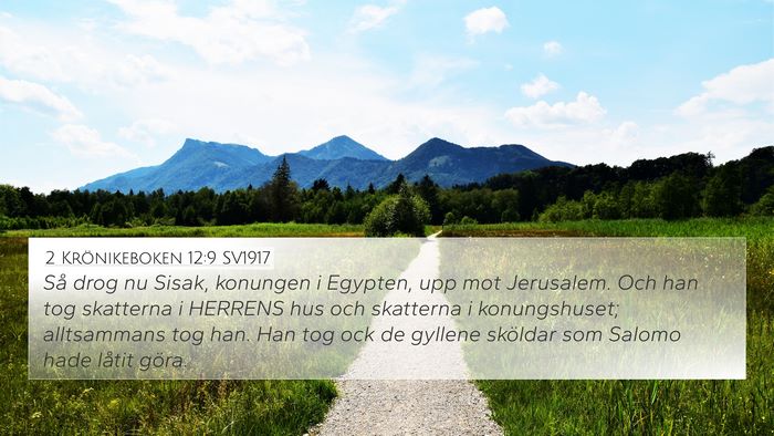2 Krönikeboken 12:9 SV1917 Bible Verse Image