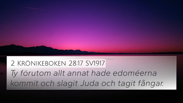 2 Krönikeboken 28:17 SV1917 Bible Verse Image