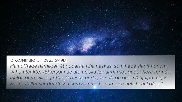 2 Krönikeboken 28:23 SV1917 Bible Verse Image