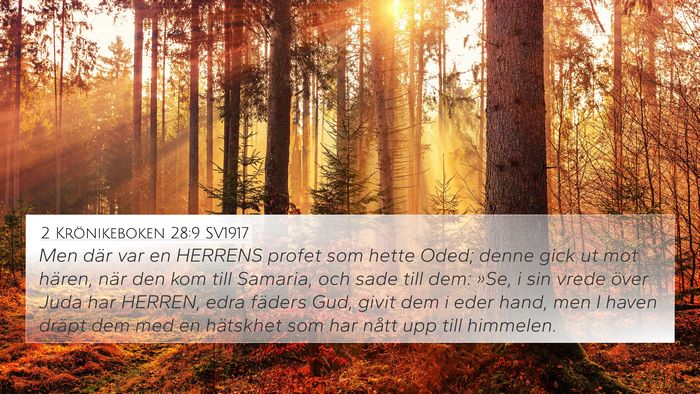 2 Krönikeboken 28:9 SV1917 Bible Verse Image